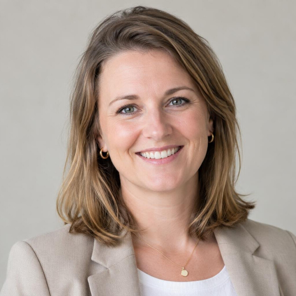 Portrait of a smiling Belgian businesswoman in smart casual attire