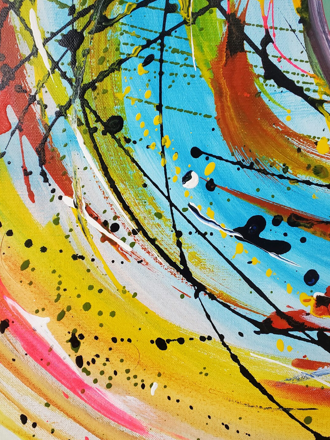 Colorful abstract painting with bold brush strokes